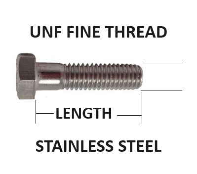 UNF FINE THREAD HEX HEAD BOLTS  Stainless Steel Grade 304 